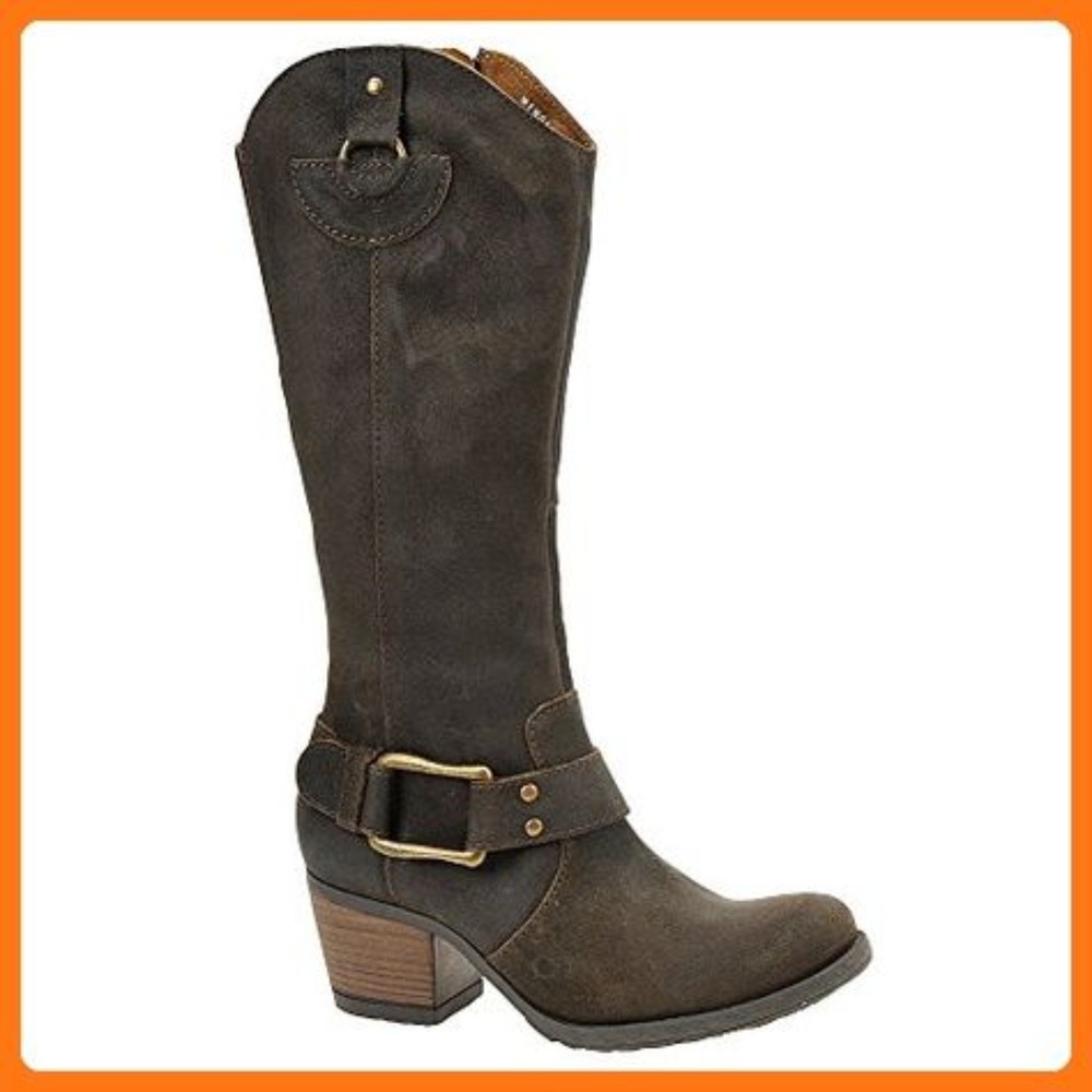Born Loreza Dark Brown Timber Wolf Pull On Harness Leather Boots – Size 7